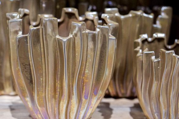 Ваза керамічна PTMD BANISH vase round s gold 49.0 x 20.0 см. 672 257-PT 672257-PT фото