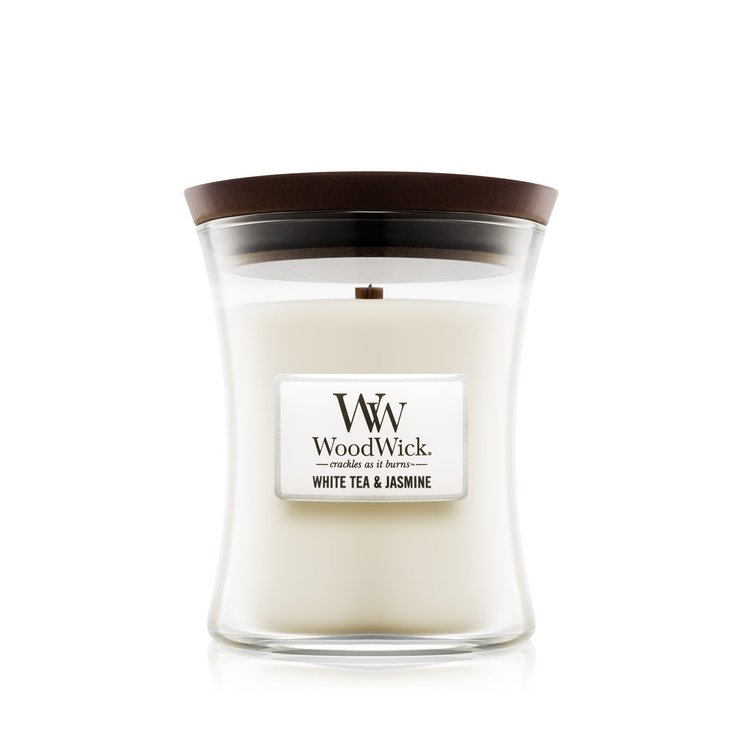 Ароматична свічка Woodwick MEDIUM HOURGLASS 60 годин White Tea & Jasmine (92062E)