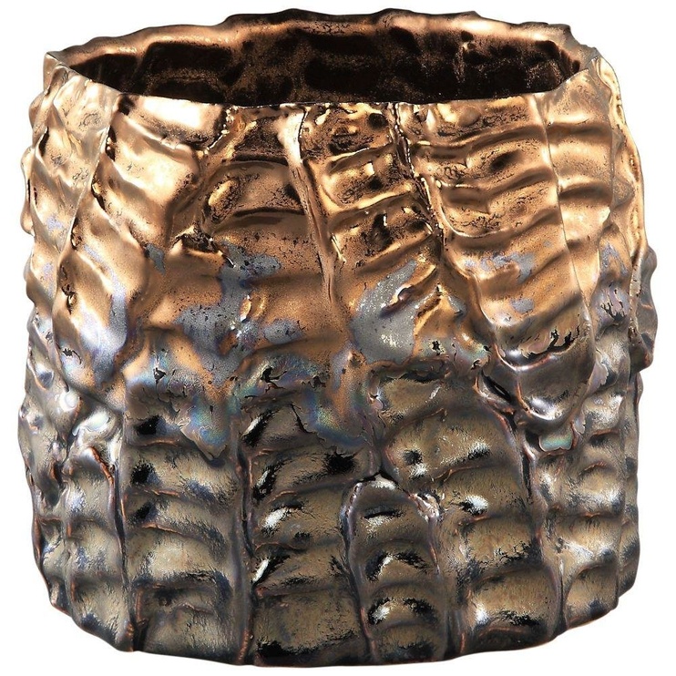 Кашпо PTMD DRUPY Pot round s bronze_matt_petrol 12.0 x 11.0 см. 670 587-PT