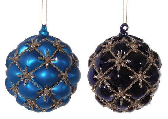Підвіс-декор GLASS BALL VELVET blue shiny mat mix2 45967-SH 10CM 45967-SH фото
