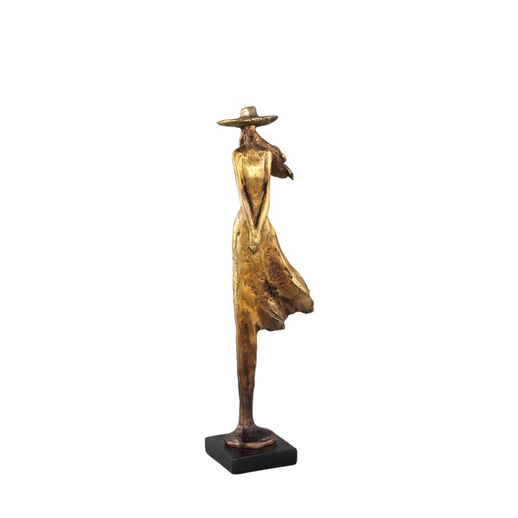 Статуетка (дівчина) PTMD MERLIN LADY ANTIQUE S (11x7,5x36,5) Gold (710289-PT), золото