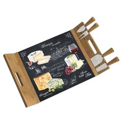 Доска для сыра (комплект, 4 ножа) Easy Life WORLD OF CHEESE (R0890-WOCH), Бесцветный