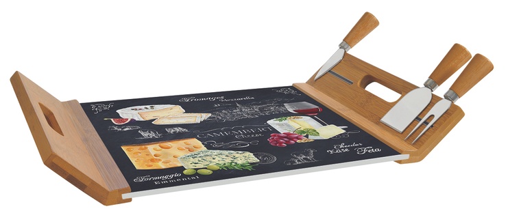 Дошка для сиру (комплект, 4 ножі) Easy Life WORLD OF CHEESE 44x28 см. (R0890-WOCH) R0890-WOCH фото