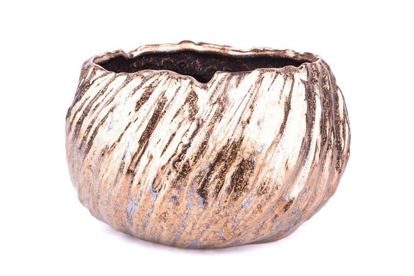 Кашпо PTMD LINLY bowl round l gold 17.0 x 12.0 см. 670 702-PT 670702-PT фото