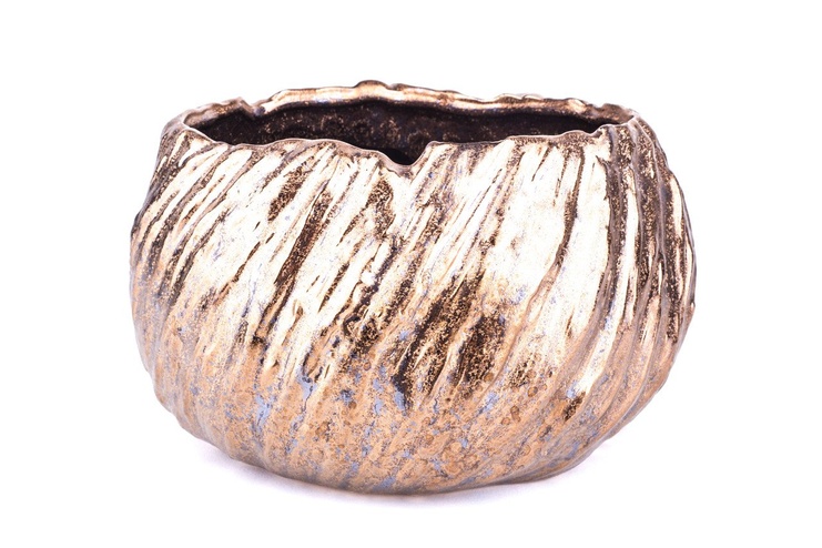 Кашпо PTMD LINLY bowl round l gold 17.0 x 12.0 см. 670 702-PT