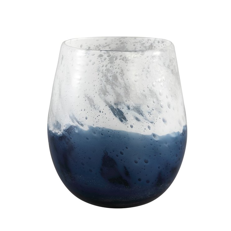 Ваза PTMD INKER INKER BLUE GLASS STORMLIGHT (18x18x21) Blue (705769-PT), синій