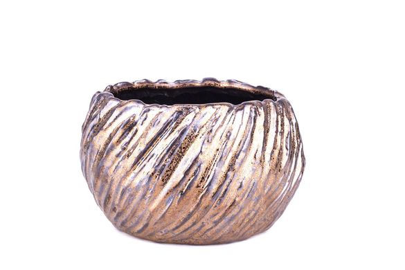 Кашпо PTMD LINLY bowl round m gold 15.0 x 9.0 см. 670701-PT 670701-PT фото