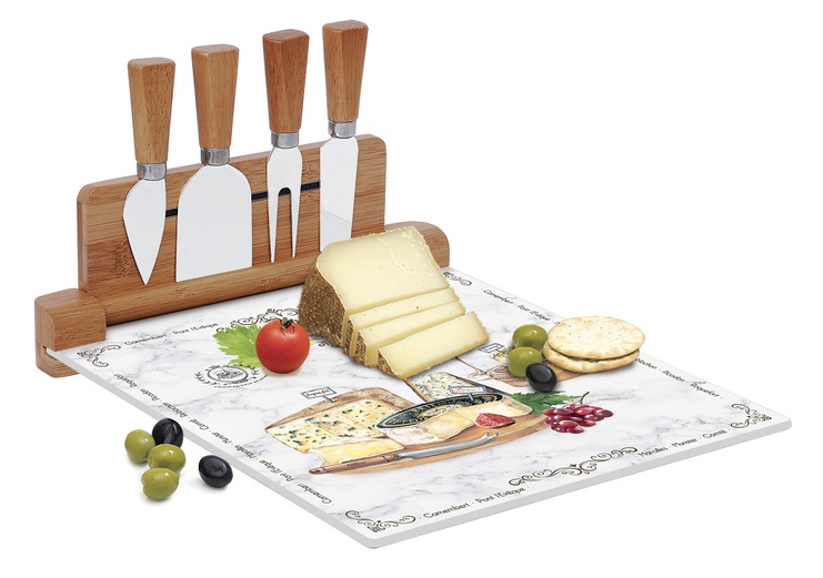 Дошка для сиру (комплект, 4 ножі) Easy Life LES FROMAGES 30x25 см. (R0848-LESF) R0848-LESF фото