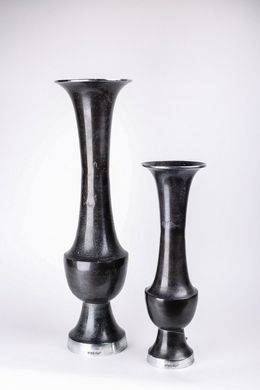 Ваза для підлоги PTMD ALUM vase round trumpet m 2tone_grey 65.0 x 18.0 см. 655 804-PT 655804-PT фото