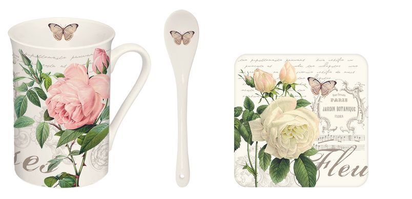 Чашка з ложкою і підкладкою Easy Life JARDIN BOTANIQUE 300 мл. Fine China (R1459-JARB) R1459-JARB фото