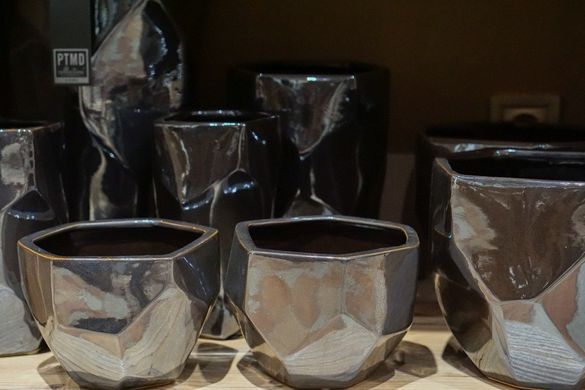 Ваза керамічна PTMD DAVIS vase m silver_nordic_shape 27.0 x 19.0 см. 672 250-PT 672250-PT фото