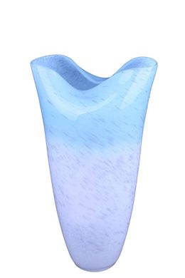 Ваза скляна Gilde GLASS Conical vase "Icepeak" Pack 2 acqua / weiss 34.0 x 19.5 см. 39005-GLD 39005-GLD фото