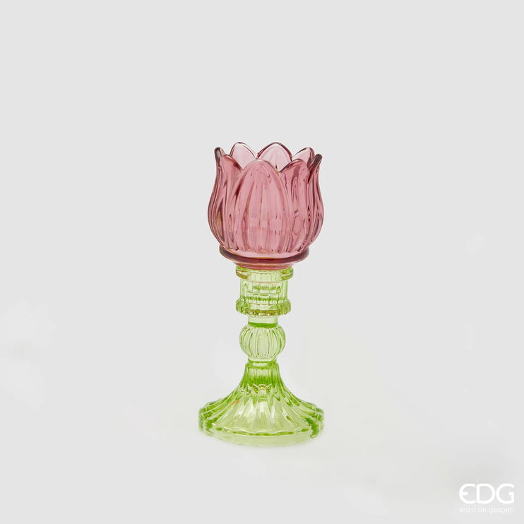 Підсвічник EDG TULIPANO SPRING H.17,5 D.8 Vetro Rosa Scuro (4400306A999-VRS) 4400306A999-VRS фото
