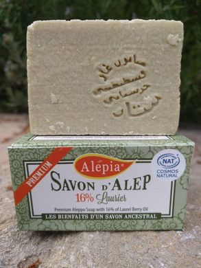 Алеппське мило Alepia PREMIUM ORGANIC 16% LAUREL - 125g (AR0027) AR0027 фото