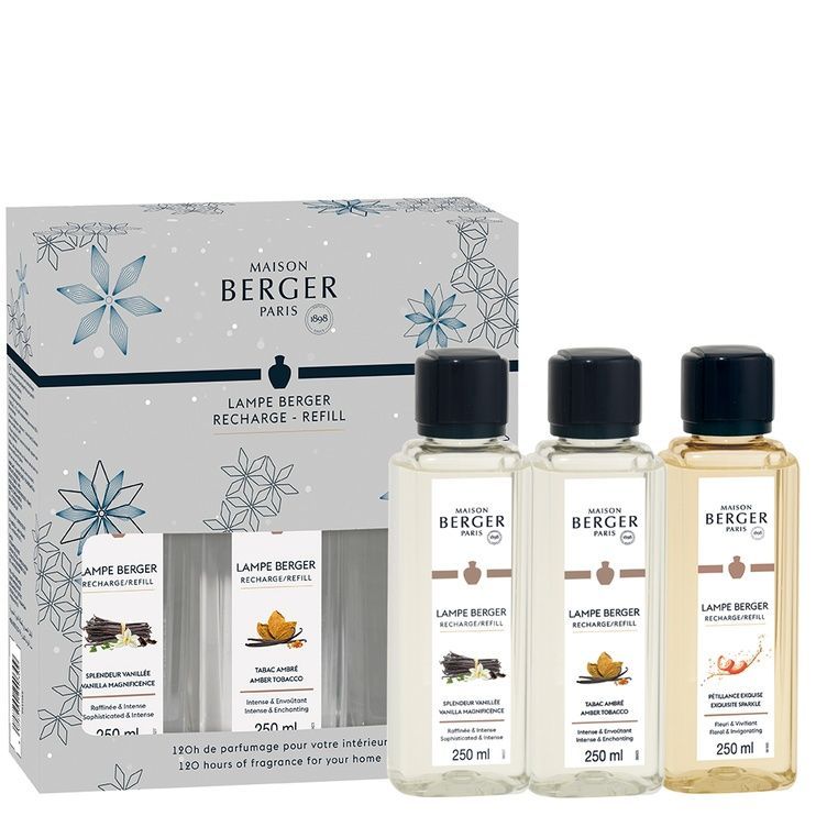 Аромат-наповнювач (Лампа Берже) Maison Berger Amber Tobacco/Vanilla Magnificence/Exquisite Sparkle 3x250ml. (24030-BER) 24030-BER фото