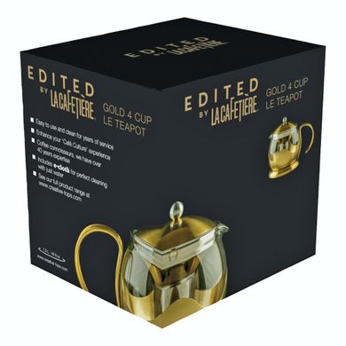 Чайник для заварки La Cafetiere BRUSHED GOLD GLASS INFUSER TEAPOT FOUR CUP в коробці, 1200 мл. (5201449-CRT) 5201449-CRT фото