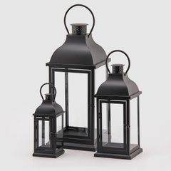 Світильник (ліхтар) для свічки (Комплект 3шт.) EDG LANTERNA METAL QUAD.SR3PZ H56+40+27 0 Black (606592-90), Black