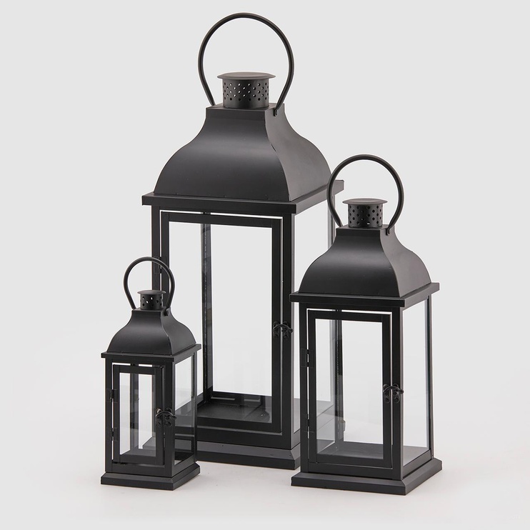 Світильник (ліхтар) для свічки (Комплект 3шт.) EDG LANTERNA METAL QUAD.SR3PZ H56+40+27 0 Black (606592-90), Black