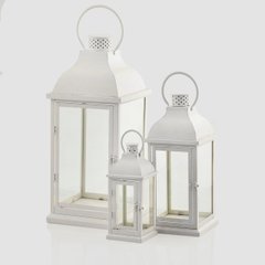 Світильник (ліхтар) для свічки (Комплект 3шт.) EDG LANTERNA METAL QUAD.SR3PZ H56+40+27 0 White (606592-10), White