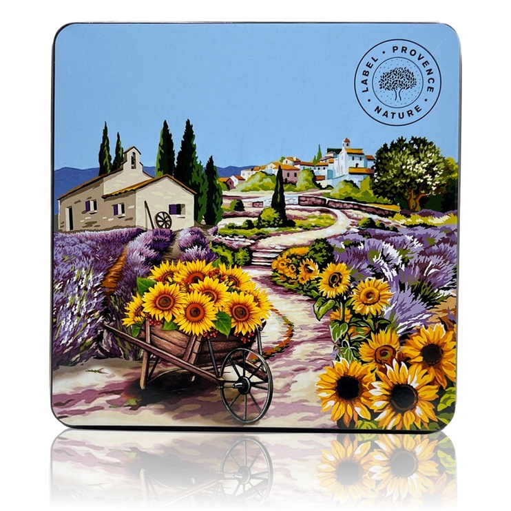 Подарункова коробка Label Provence CARRE ET PLATE (15 x 15 x 3,8) Aquarelle Brouette Tournesol (BD59) BD59 фото
