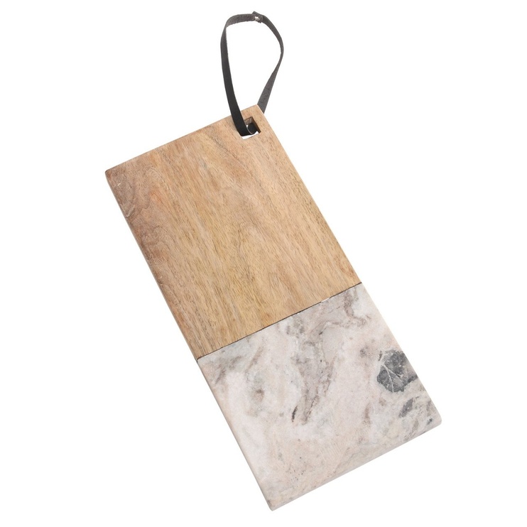Дошка для сиру PTMD BRASE Wood & beige marble M 677956-PT, Бежевий