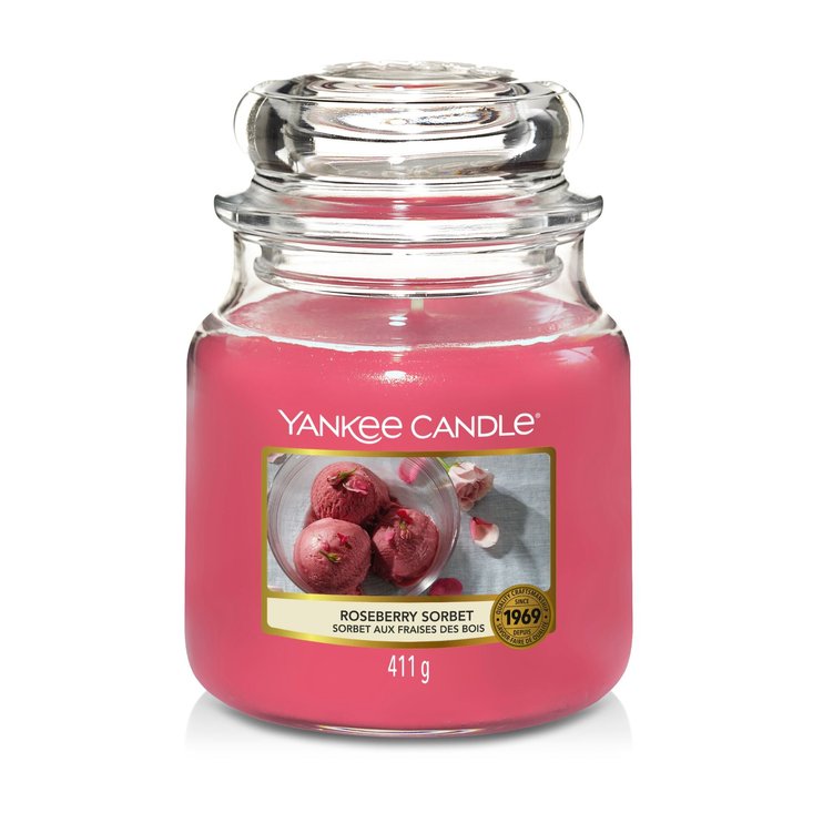 Ароматична свічка Yankee Candle CLASSIC MEDIUM до 75 годин горіння. Roseberry Sorbet (1651401E)