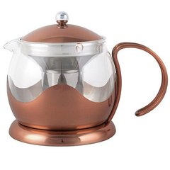 Чайник для заварки La Cafetiere BRUSHED COPPER GLASS INFUSER TEAPOT FOUR CUP в коробке, 1200 мл. (5164824-CRT), Медный
