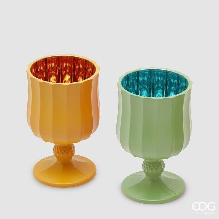 Підсвічник EDG SATIN CALICE (2 ASS) H.11.6 D.7 Yellow Green (4400316A270) 4400316A270 фото
